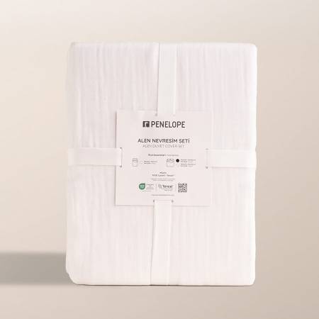 %100 Lyocell-Tencel™ Nevresim Seti 240x220 cm Beyaz - Alen Serisi - 2