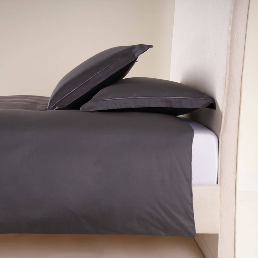 %100 Pamuk Saten Nevresim Seti 240x220 cm Antrasit - Lia Serisi - 