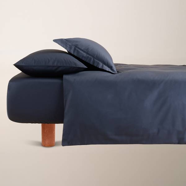 %100 Pamuk Saten Nevresim Seti 260x240 cm Lacivert - Lia Serisi - 