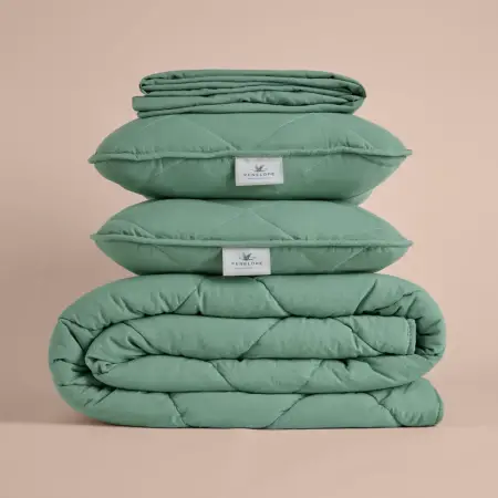 Microfiber Kumaş Çift Kişilik Yeşil Yastık Yorgan Seti - Colors in Comfort - 1