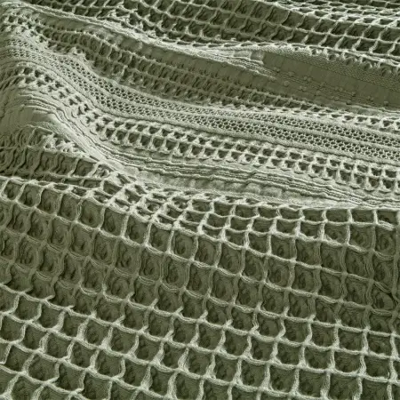 %100 Pamuk Dokuma Yatak Örtüsü 240x250 cm Yeşil - Belinda Serisi - 2
