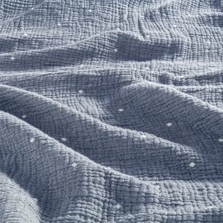 %100 Pamuk Müslin Yatak Örtüsü 160x240 cm Mavi - Glen Serisi - 2