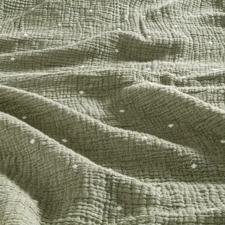 %100 Pamuk Müslin Yatak Örtüsü 220x240 cm Yeşil - Glen Serisi - 2