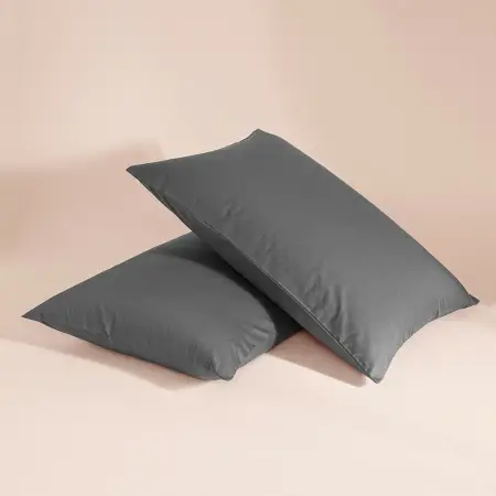%100 Pamuk Percale 2'li Yastık Kılıfı Antrasit - Pure Serisi - 2