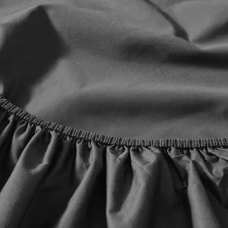 %100 Pamuk Percale Lastikli Çarşaf Seti 100x200 cm Antrasit - Pure Serisi - 5