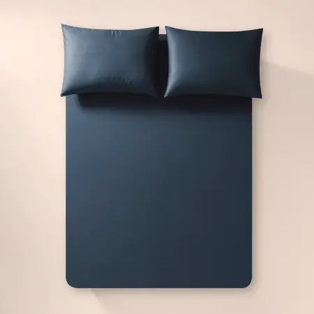 %100 Pamuk Percale Lastikli Çarşaf Seti 100x200 cm Lacivert - Pure Serisi - 1