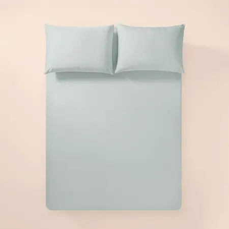 %100 Pamuk Percale Lastikli Çarşaf Seti 100x200 cm Mavi - Pure Serisi - 1