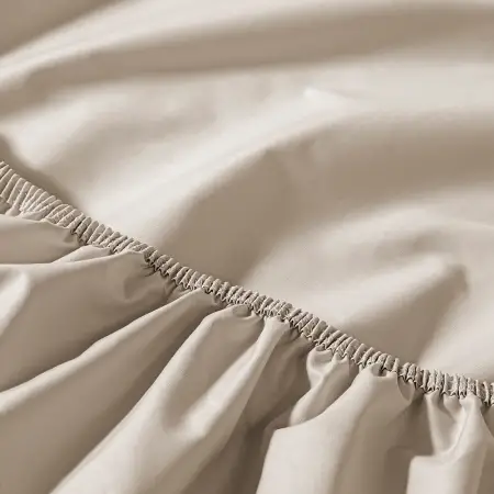 %100 Pamuk Percale Lastikli Çarşaf Seti 100x200 cm Taş Rengi - Pure Serisi - 5