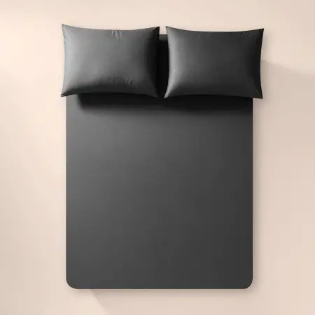 %100 Pamuk Percale Lastikli Çarşaf Seti 120x200 cm Antrasit - Pure Serisi - 1