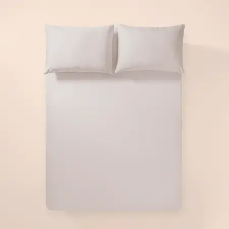 %100 Pamuk Percale Lastikli Çarşaf Seti 200x200 cm Gri - Pure Serisi - 1