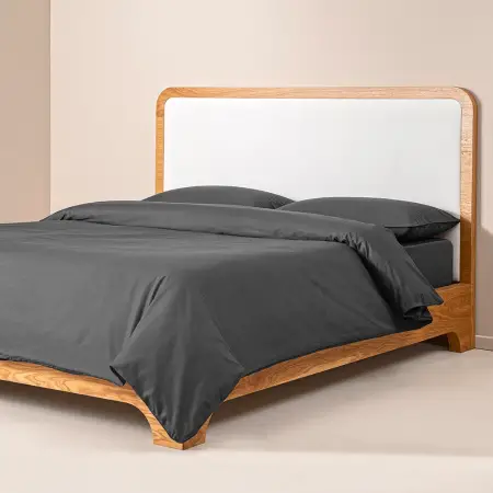 %100 Pamuk Percale Nevresim Seti 160x220 cm Antrasit - Pure Serisi - 1