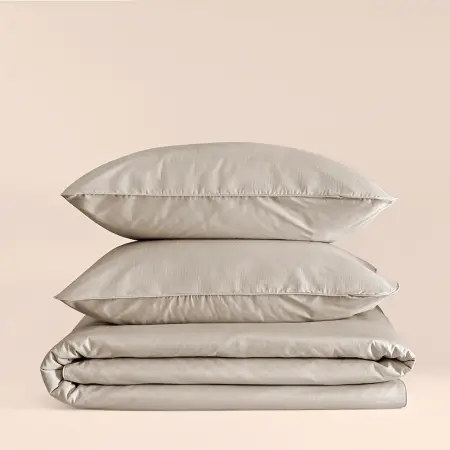 %100 Pamuk Percale Nevresim Seti 160x220 cm Taş Rengi - Pure Serisi - 2