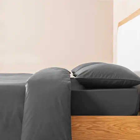%100 Pamuk Percale Nevresim Seti 200x220 cm Antrasit - Pure Serisi - 7