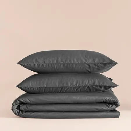 %100 Pamuk Percale Nevresim Seti 200x220 cm Antrasit - Pure Serisi - 2