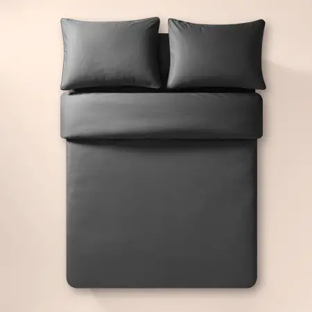 %100 Pamuk Percale Nevresim Seti 200x220 cm Antrasit - Pure Serisi - 3