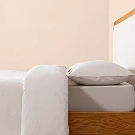 %100 Pamuk Percale Nevresim Seti 200x220 cm Gri - Pure Serisi - 7