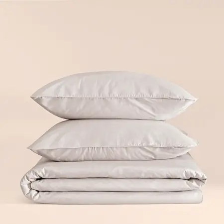 %100 Pamuk Percale Nevresim Seti 200x220 cm Gri - Pure Serisi - 2