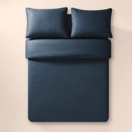 %100 Pamuk Percale Nevresim Seti 200x220 cm Lacivert - Pure Serisi - 3