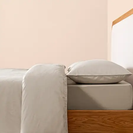 %100 Pamuk Percale Nevresim Seti 200x220 cm Taş Rengi - Pure Serisi - 7