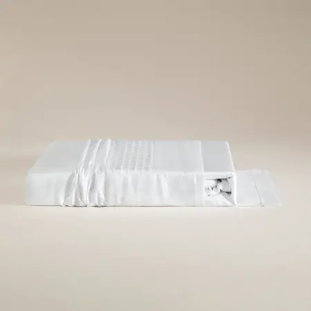 %100 Pamuk Saten Kumaş Nevresim Seti 240x220 cm Beyaz - Regina Serisi - 7