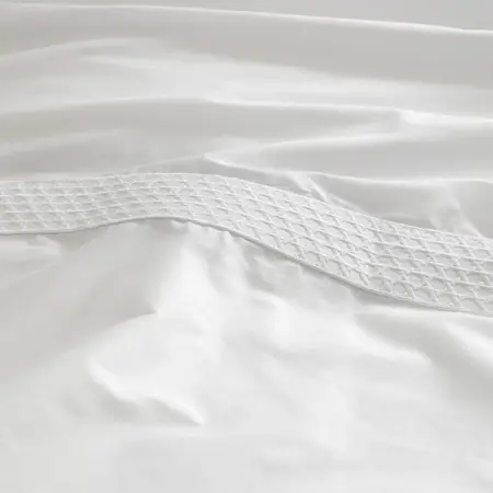 %100 Pamuk Saten Kumaş Nevresim Seti 260x240 cm Beyaz - Regina Serisi - 4