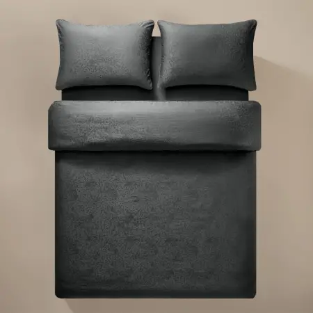 %100 Pamuk Saten Nevresim Seti 240x220 cm Antrasit - Plume Serisi - 2