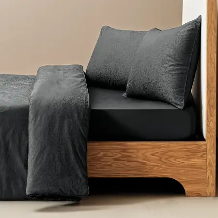 %100 Pamuk Saten Nevresim Seti 240x220 cm Antrasit - Plume Serisi - 1