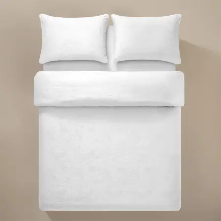 %100 Pamuk Saten Nevresim Seti 240x220 cm Beyaz - Plume Serisi - 2