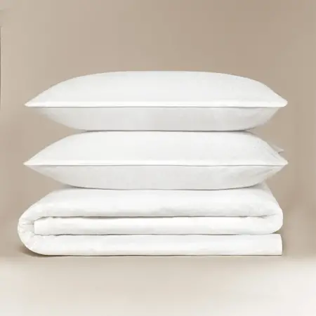 %100 Pamuk Saten Nevresim Seti 240x220 cm Beyaz - Plume Serisi - 6