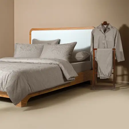 %100 Pamuk Saten Nevresim Seti 240x220 cm Taş - Plume Serisi - 9