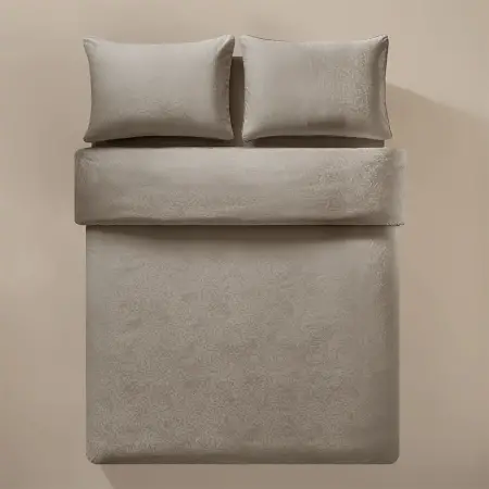 %100 Pamuk Saten Nevresim Seti 240x220 cm Taş - Plume Serisi - 2