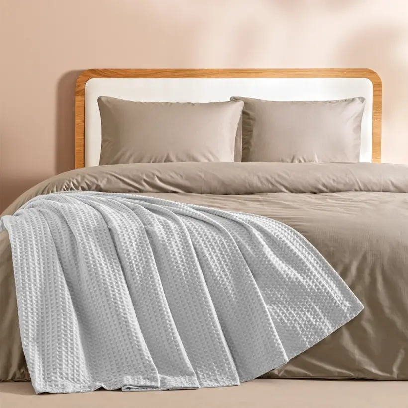 %100 Pamuk Tek Kişilik Pike 160x220 cm Gri - Lia Serisi - 