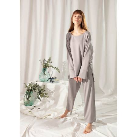 Penelope Bedroom Marche Loungwear Suit Gray L - Thumbnail