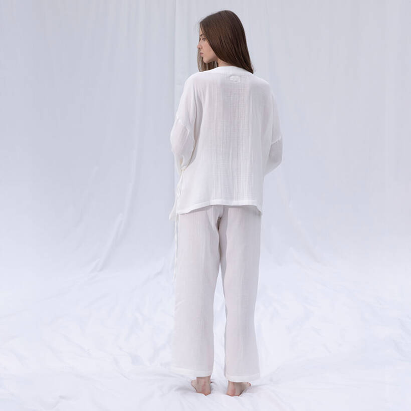 Penelope by Serli Keçoğlu Müslin Kruvaze Kimono Kısa Beyaz L-XL