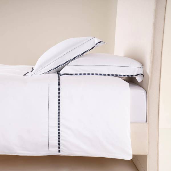 %100 Pamuk Saten Nevresim Seti 240x220 cm Lacivert - Piyano Serisi - 