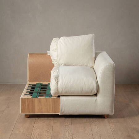 Sofa Plume 2’li Tek Kollu Sağ Köşe Modül 180 x 97 cm | Plainfry Kumaş - Beyaz Keten - 3