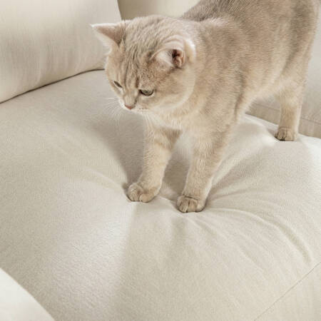 Sofa Plume 2’li Tek Kollu Sol Köşe Modül 180 x 97 cm | Plainfry Kumaş - Beyaz Keten - 8
