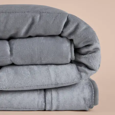 Tek Kişilik Çift Taraflı Welsoft Yorgan Gri 155x215 cm - Velour Serisi - 2