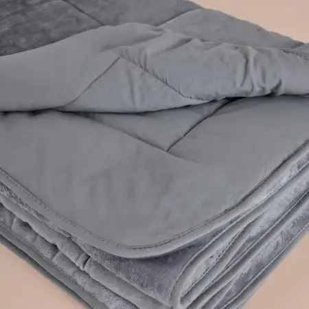 Tek Kişilik Çift Taraflı Welsoft Yorgan Gri 155x215 cm - Velour Serisi - 4
